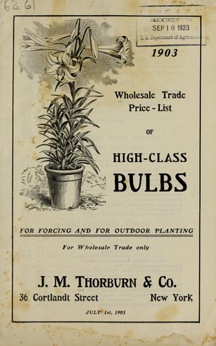 Cover for Wholesale trade price-list of high-class bulbs
