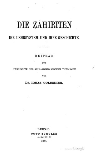 Cover for Die Zâhiriten.