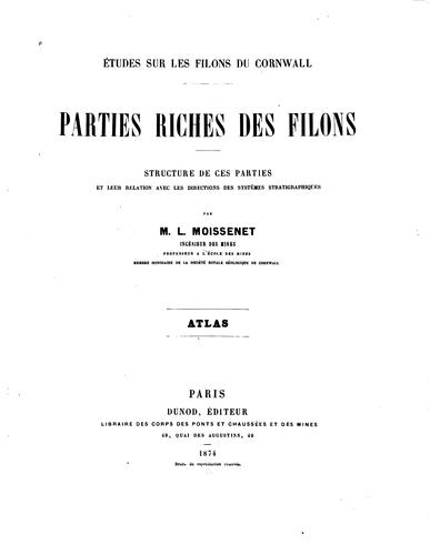 Cover for Études sur les filons du Cornwall, parties riches des filons: structure de ...