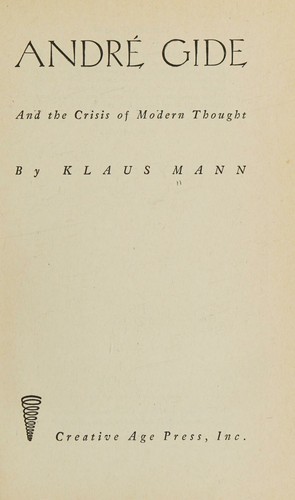 Cover for Andre Gide and the Crisis of Modern Thought