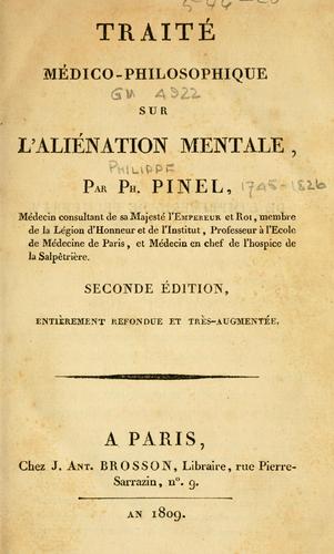 Cover for Traité médico-philosophique sur l'aliénation mentale