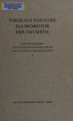 Cover for Nikolaus von Kues als Promotor der Ökumene.