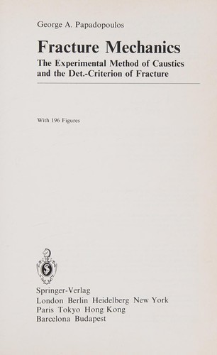 Cover for Fracture Mechanics
