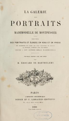 Cover for La galerie des portraits de mademoiselle de Montpensier
