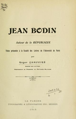 Cover for Jean Bodin