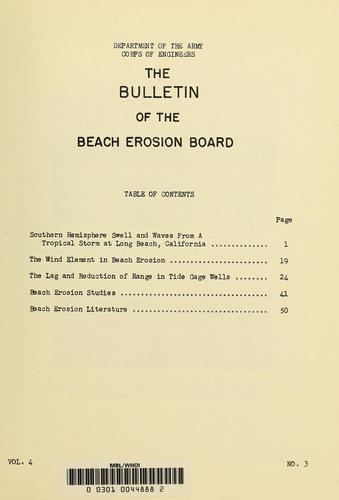Cover for The Bulletin of the Beach Erosion Board