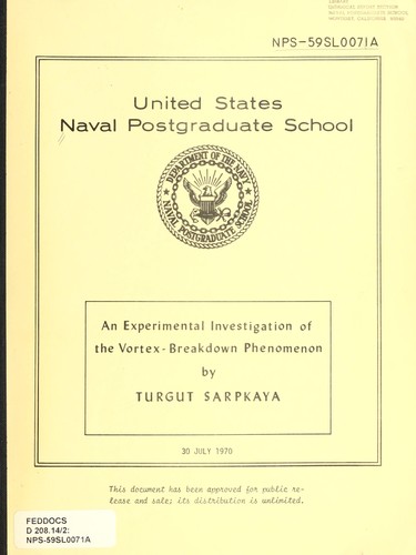 Cover for An experimental investigation of the vortex-breakdown phenomenon