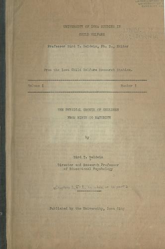 Cover for The physical growth of children from birth to maturity
