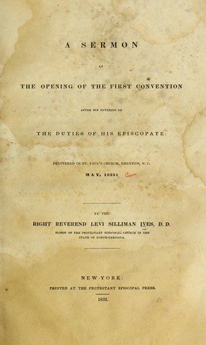 Cover for A sermon at the opening of the first convention