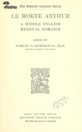Cover for Le morte Arthur