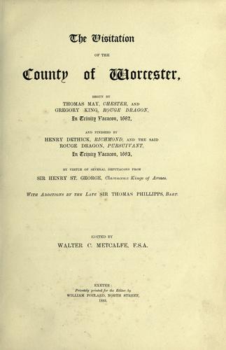 Cover for The visitation of the county of Worcester
