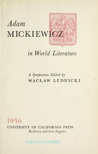 Cover for Adam Mickiewicz in world literature