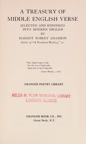 Cover for A treasury of Middle English verse