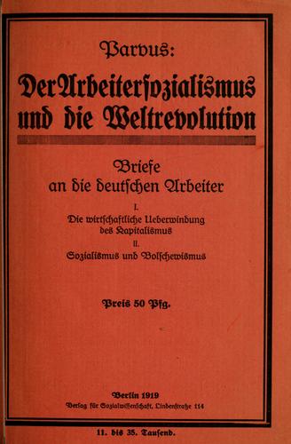 Cover for Der Arbeitersozialismus und die Weltrevolution.