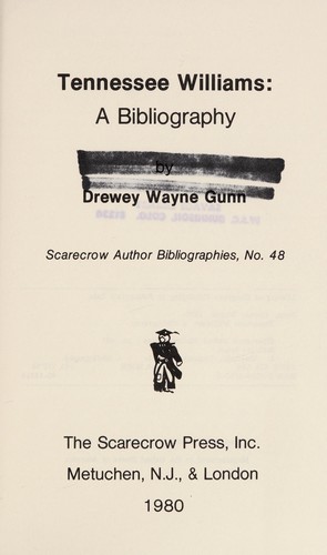Cover for Tennessee Williams, a bibliography