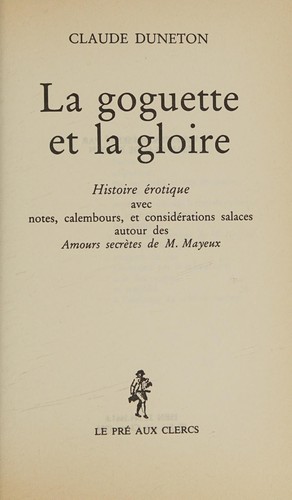 Cover for La goguettte et la gloire