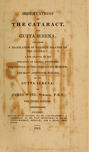 Cover for Observations on the cataract and gutta serena