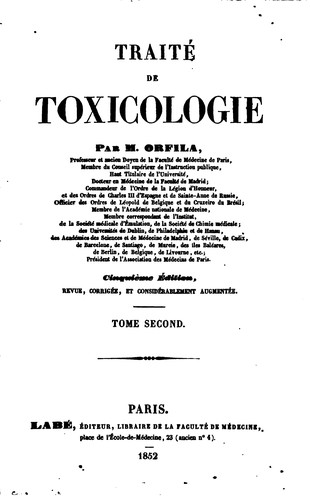 Cover for Traité de toxicologie