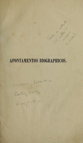 Cover for Apontamentos biographicos