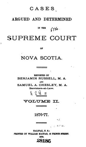Cover for Cases Argued and Determined in the Supreme Court of Nova Scotia
