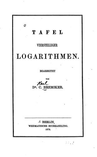 Cover for Tafel vierstelliger Logarithmen