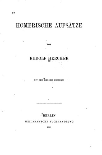 Cover for Homerische Aufsätze