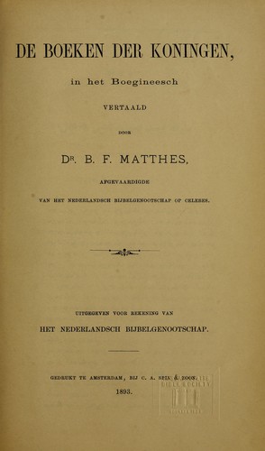 Cover for De Boeken der Koningen in het Boegineesch