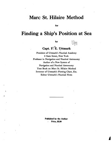 Cover for Marc St. Hilaire Method: For Finding a Ship's Position at Sea