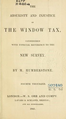 Cover for The absurdity and injustice of the window tax