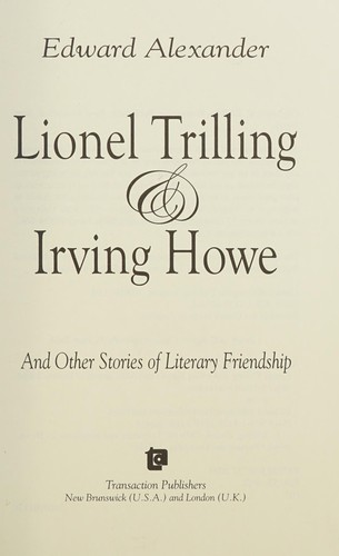 Cover for Lionel Trilling and Irving Howe
