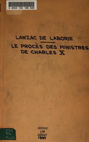 Cover for Le procès des ministres de Charles X