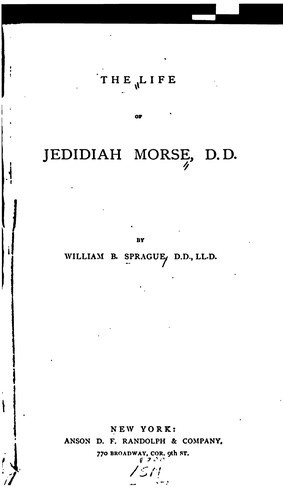 Cover for The Life of Jedidiah Morse, D.D.
