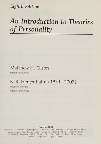 Cover for An introduction to theories of personality
