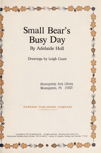 Cover for Small Bear's busy day