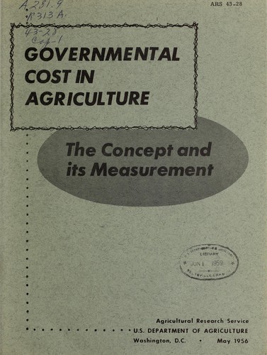 Cover for Governmental cost in agriculture