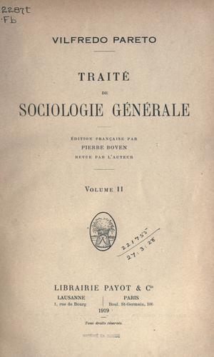 Cover for Traité de sociologie générale.