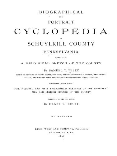 Cover for Biographical and portrait cyclopedia of Schuylkill County Pennsylvania
