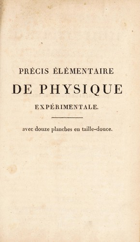 Cover for Précis élémentaire de physique expérimentale