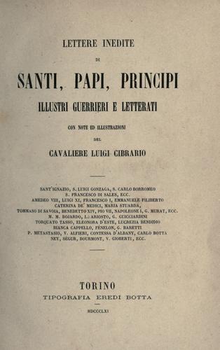 Cover for Lettere inedite di santi, papi, principi, illustri guerrieri e letterati.