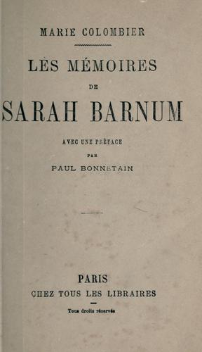 Cover for Les mémoires de Sarah Barnum.