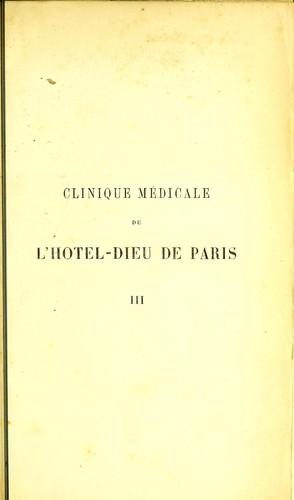 Cover for Clinique mÃ©dicale de l'Hotel-Dieu de Paris