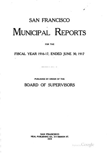 Cover for San Francisco Municipal Reports ...