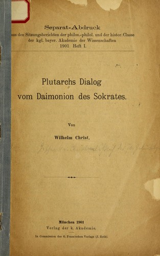 Cover for Plutarchs Dialog vom Daimonion des Sokrates