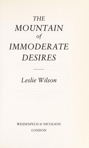 Cover for The mountain of immoderate desires.