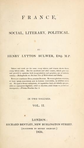 Cover for France, social, literary, political.