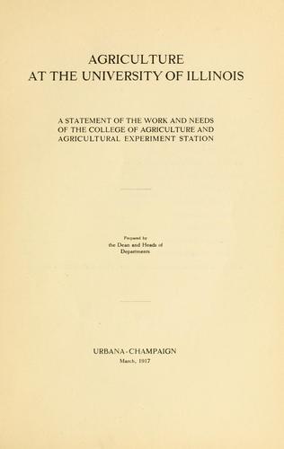 Cover for Agriculture at the University of Illinois