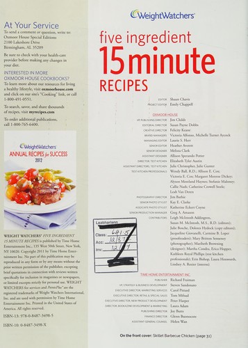 Cover for Weight Watchers 5 Ingredient 15 Minute