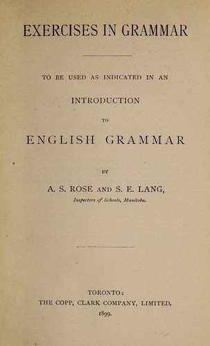 Cover for Exercises in grammar