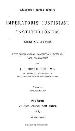 Cover for Imperatoris Iustiniani Institutionum libri quattuor