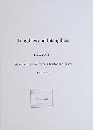 Cover for Tangibles and intangibles